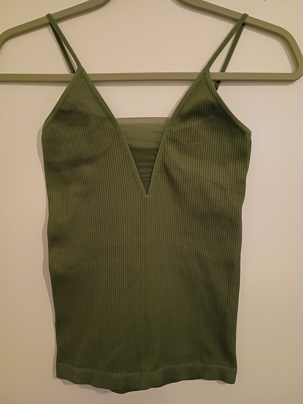 Women's Ribbed V-Neck Olive Tank Cami Sz XS/S